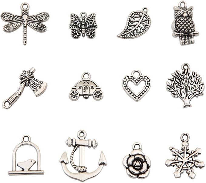 9Carat 100Pcs Wholesale Bulk Lots Tibetan Silver Plated Mixed Pendants Charms for jewelry making - Image 1