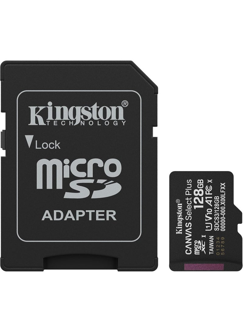 Kingston 128GB MIC SDXC Canvas Select Plus 100RA1C10+ADP SDCS2 128GB Card, Black - Image 1