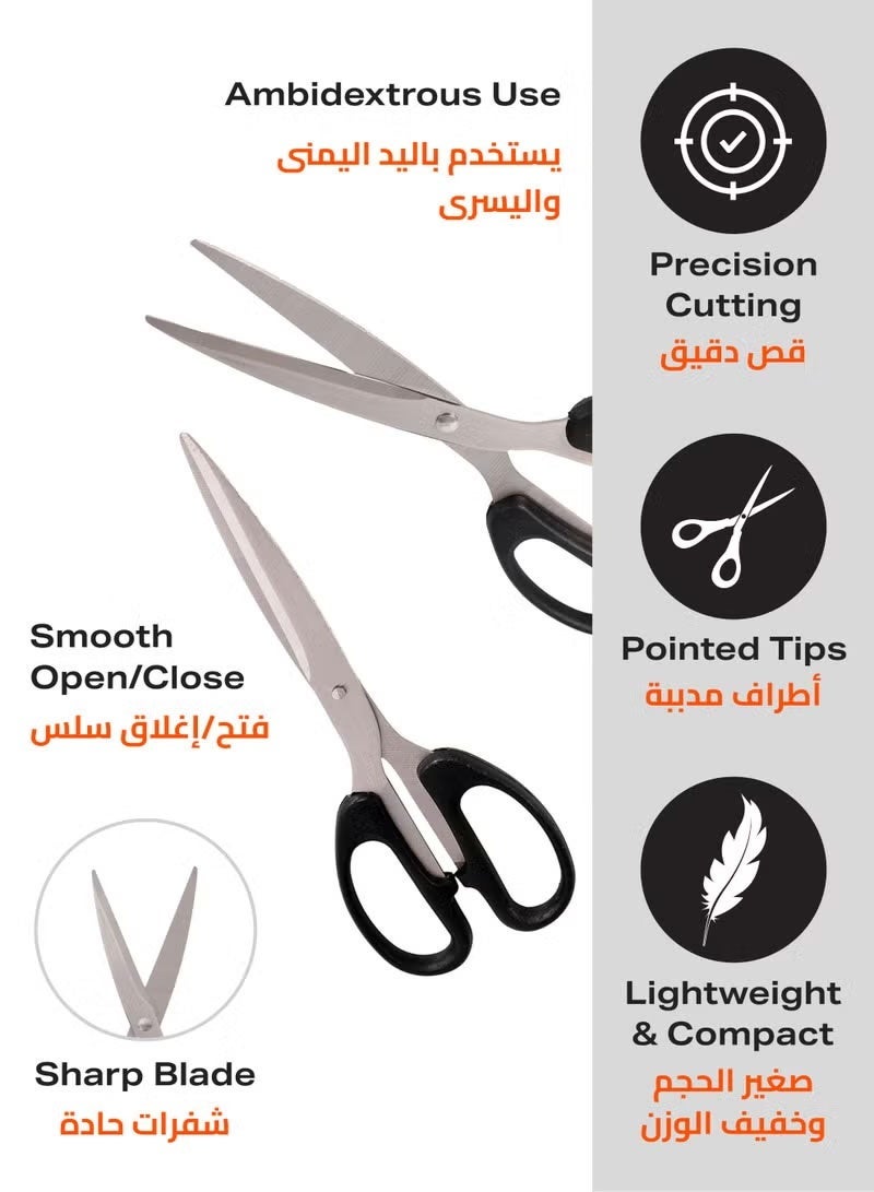 Office Scissors - Multipurpose Stainless Steel Cutting Scissors with Pointed Tips and Ergonomic Handle - Ideal for Paper, Cardboard, Crafting, and School or Office Use - Image 3