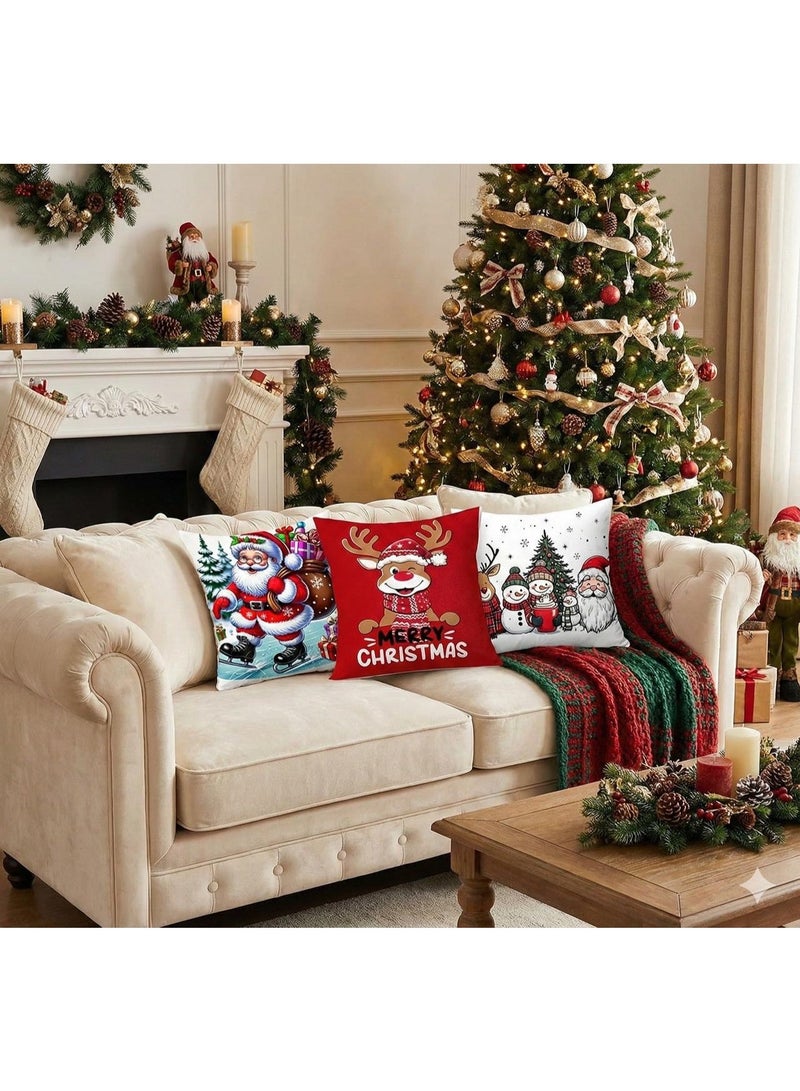 Genaric يارلن طقم كوشن كوفر 3 قطع، 45*45 سم، تصميم ميري كريسماس - Image 1
