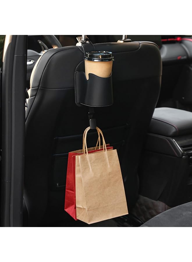 S-TOP Luxury Car Back Seat Organizer 3-in-1 with Universal Cup Holder, Phone Mount, and Headrest Hook, Durable Leather Storage Accessory for Vehicle Travel - Image 1