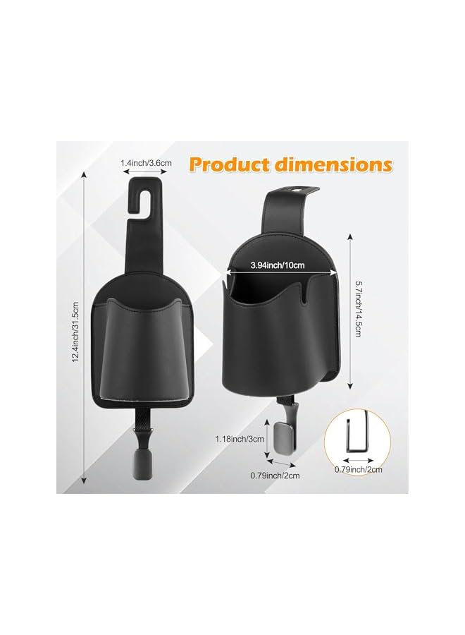 S-TOP Luxury Car Back Seat Organizer 3-in-1 with Universal Cup Holder, Phone Mount, and Headrest Hook, Durable Leather Storage Accessory for Vehicle Travel - Image 3