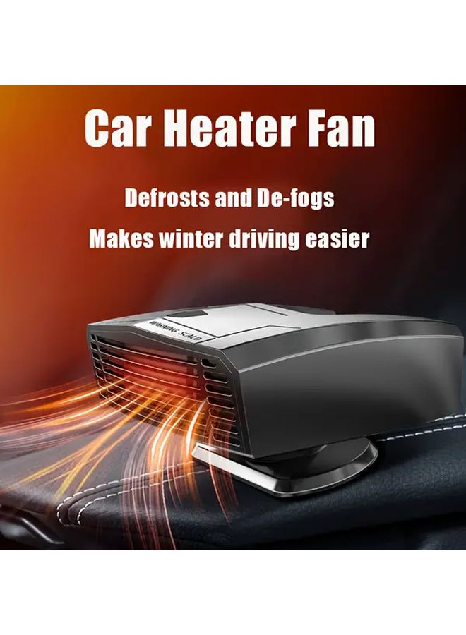 24V Black Portable Car Heater Defroster Defogger With 360 Rotating Base Two Speeds - Image 5