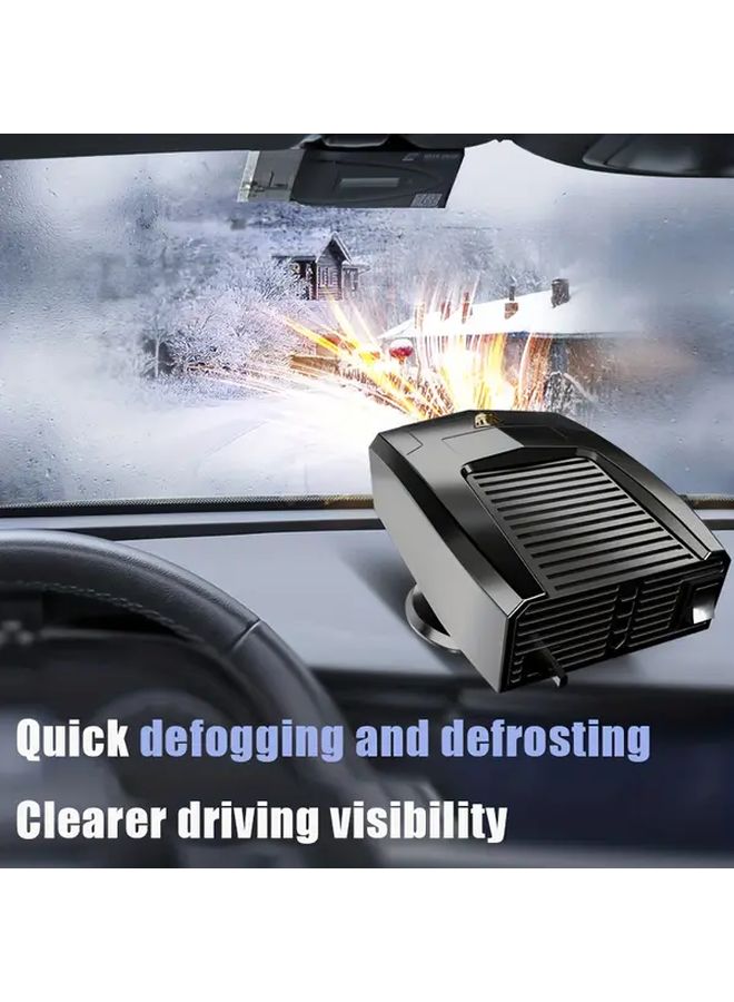 24V Black Portable Car Heater Defroster Defogger With 360 Rotating Base Two Speeds - Image 1