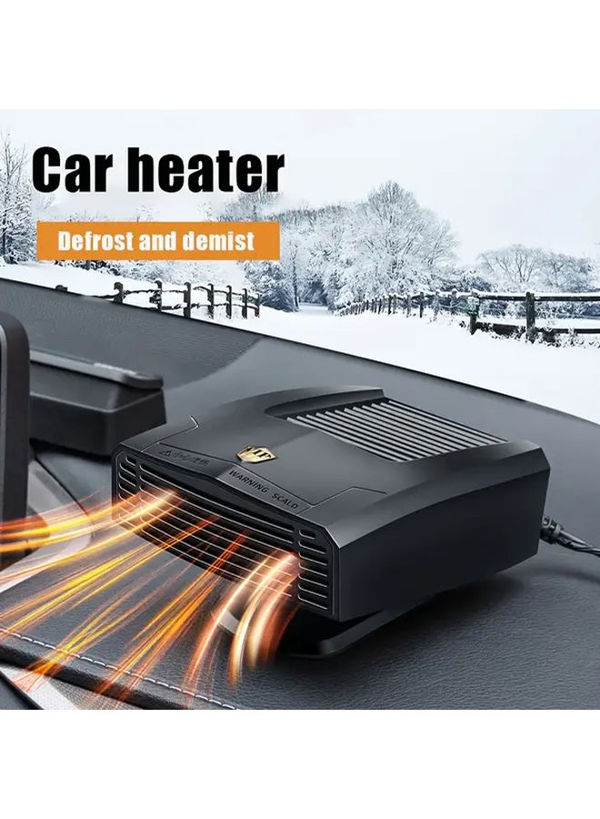 24V Black Portable Car Heater Defroster Defogger With 360 Rotating Base Two Speeds - Image 4