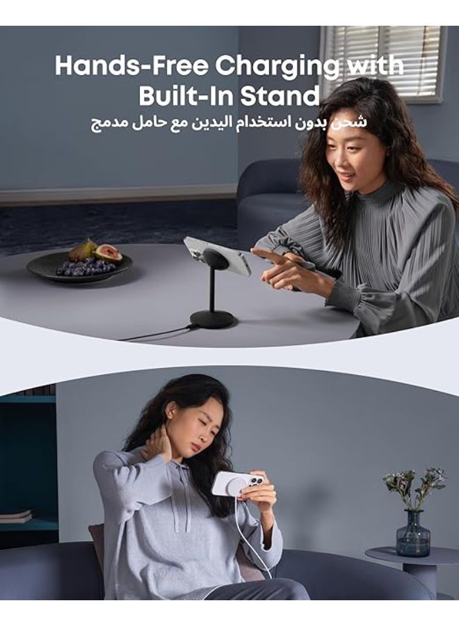 أنكر محطة شحن لاسلكية أنكر ماج جو، 15 واط Qi2 لماج سيف، حامل مع كابل USB-C، شاحن مغناطيسي لآيفون 16/15/14، آيربودز (بدون مزود طاقة) - Image 3