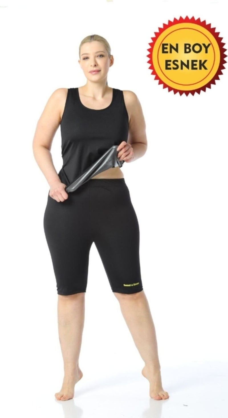 Unisex Sauna Brace Tank Top and Short Thermal Tights 2-Piece Exercise Sports Set