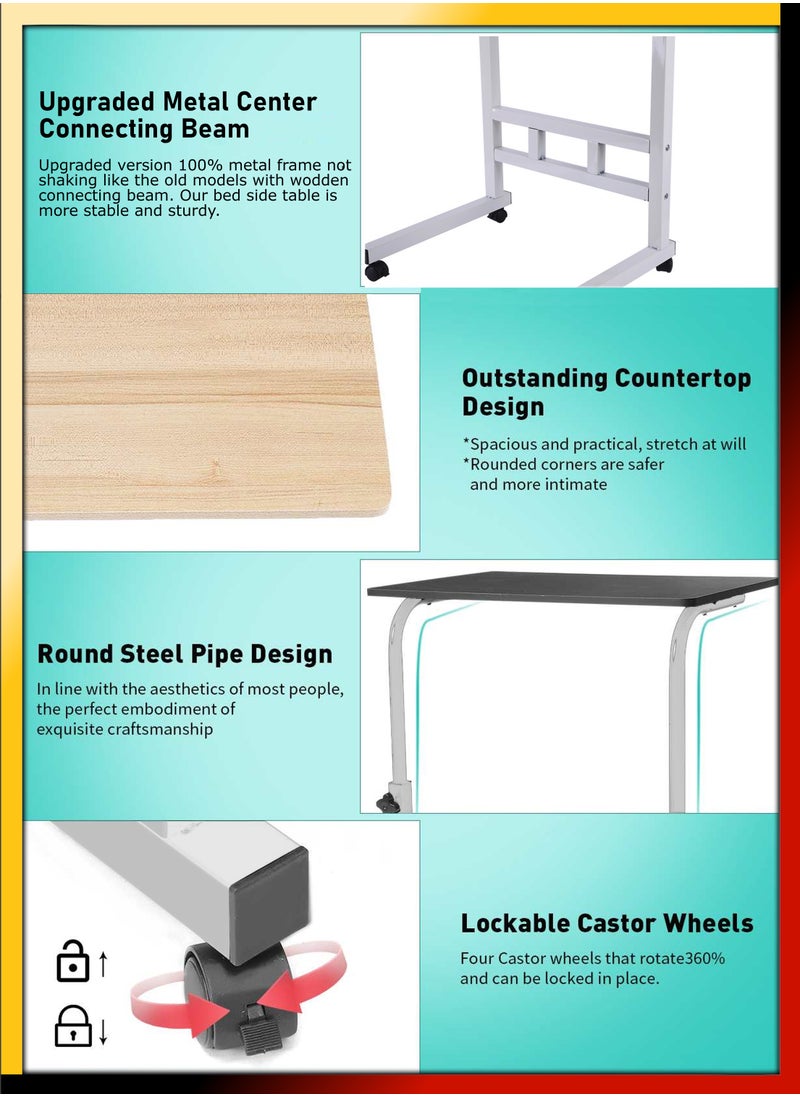 DBLEW - Upgraded Metal Base Adjustable Multipurpose Movable Desktop Computer Mobile Laptop Desk Home And Office Desks For Work and Study Moveable Portable Coffee Overbed Tray Bedside Sofa Table - Image 1