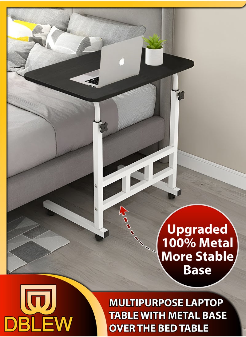 DBLEW - Upgraded Metal Base Adjustable Multipurpose Movable Desktop Computer Mobile Laptop Desk Home And Office Desks For Work and Study Moveable Portable Coffee Overbed Tray Bedside Sofa Table - Image 1