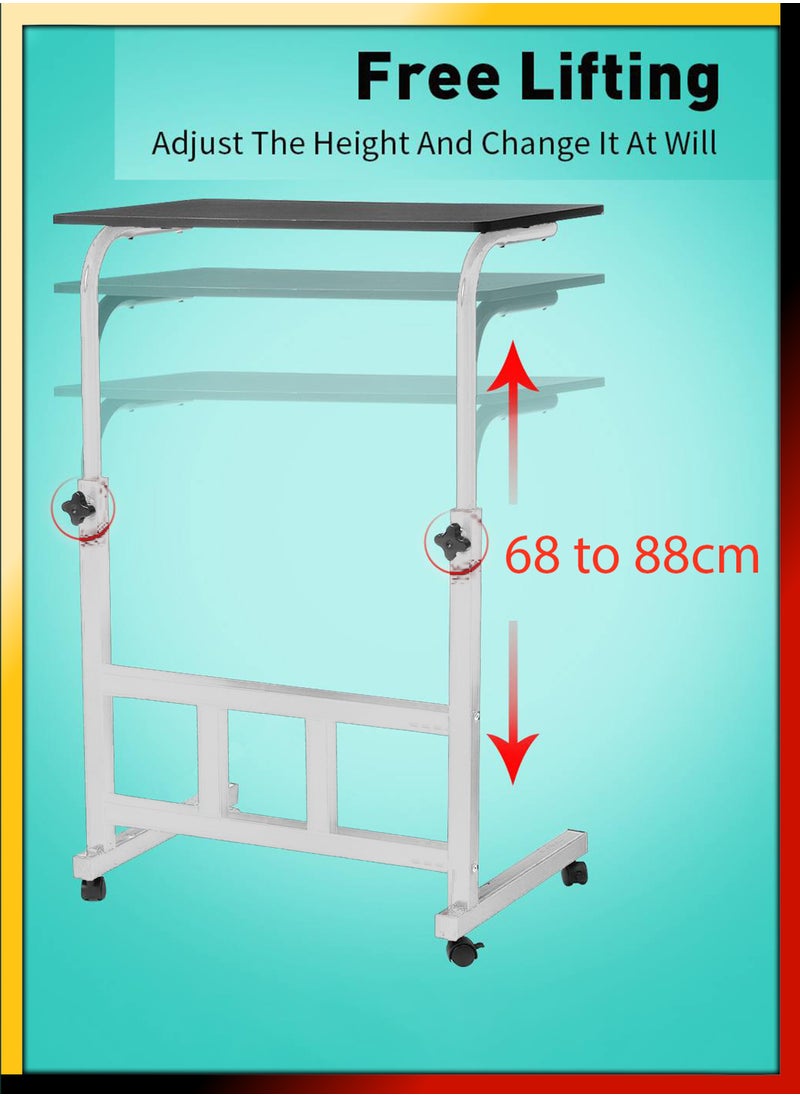DBLEW - Upgraded Metal Base Adjustable Multipurpose Movable Desktop Computer Mobile Laptop Desk Home And Office Desks For Work and Study Moveable Portable Coffee Overbed Tray Bedside Sofa Table - Image 1
