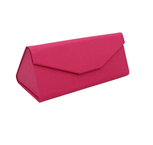 Real Sic Glasses Case for Men and Women - Magnetic Folding Hard Shell Sunglass Holder - Vegan Leather Eyeglass Protector, Variety of Styles Inspired by Solid Color - (Fuchsia) - Image 1
