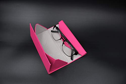 Real Sic Glasses Case for Men and Women - Magnetic Folding Hard Shell Sunglass Holder - Vegan Leather Eyeglass Protector, Variety of Styles Inspired by Solid Color - (Fuchsia) - Image 4