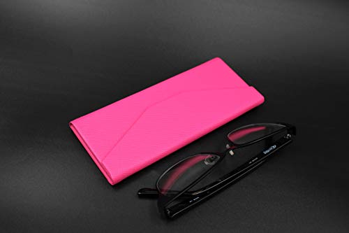 Real Sic Glasses Case for Men and Women - Magnetic Folding Hard Shell Sunglass Holder - Vegan Leather Eyeglass Protector, Variety of Styles Inspired by Solid Color - (Fuchsia) - Image 3