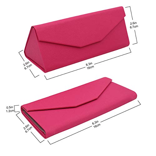 Real Sic Glasses Case for Men and Women - Magnetic Folding Hard Shell Sunglass Holder - Vegan Leather Eyeglass Protector, Variety of Styles Inspired by Solid Color - (Fuchsia) - Image 2
