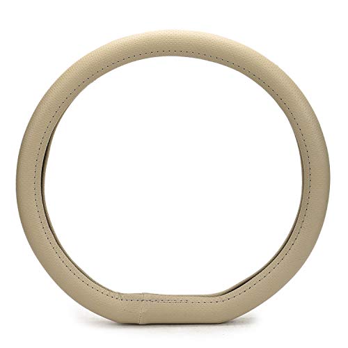 Zapcart Faux Leather Extra Grip 102 Flat Bottom D-Shape Anti-Slip Steering Wheel Cover Compatible with Kia Seltos, Beige - Image 1
