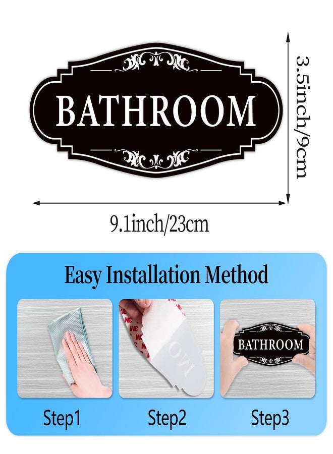 LUHIMO Bathroom Sign Sticker for Business and Home，Self-adhesive Cute Bathroom Decor for Door，Waterproof Vinyl Restroom Sign for Home，Office，Shop（Black） - Image 2