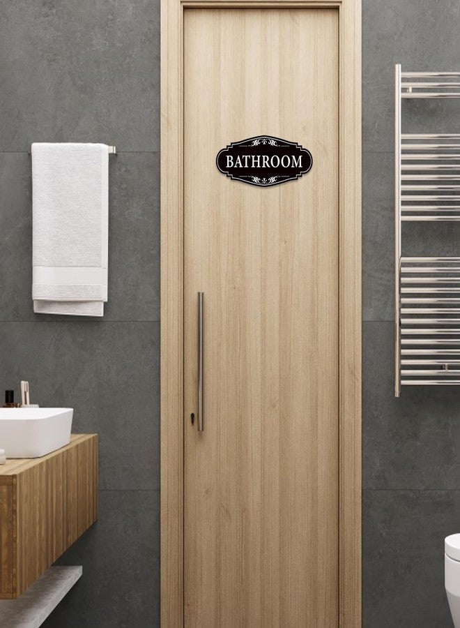 LUHIMO Bathroom Sign Sticker for Business and Home，Self-adhesive Cute Bathroom Decor for Door，Waterproof Vinyl Restroom Sign for Home，Office，Shop（Black） - Image 5