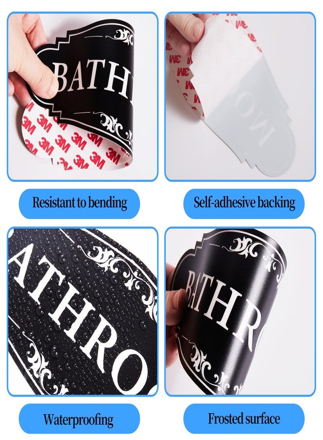 LUHIMO Bathroom Sign Sticker for Business and Home，Self-adhesive Cute Bathroom Decor for Door，Waterproof Vinyl Restroom Sign for Home，Office，Shop（Black） - Image 4