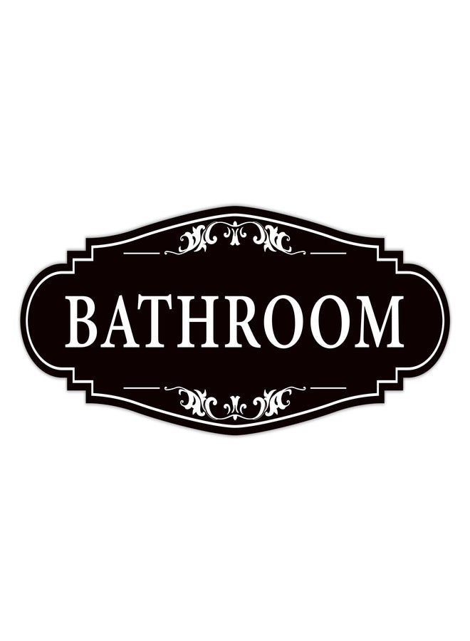 LUHIMO Bathroom Sign Sticker for Business and Home，Self-adhesive Cute Bathroom Decor for Door，Waterproof Vinyl Restroom Sign for Home，Office，Shop（Black） - Image 1