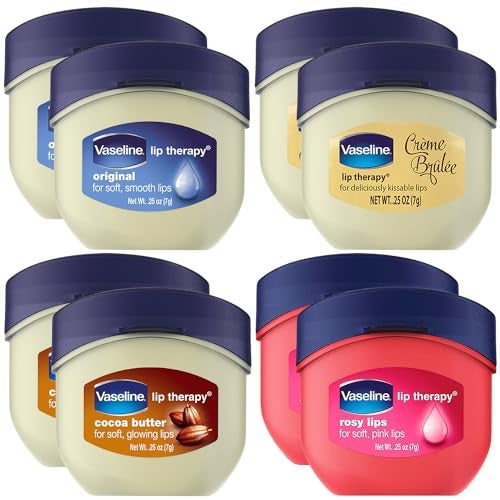 Vaseline Lip Therapy Variety 8Pack  Original Crme Brle Rosy Lips Cocoa Butter Mini Lip Balms for Soft Glowing and Deliciously Kissable Lips 025 Oz Ea