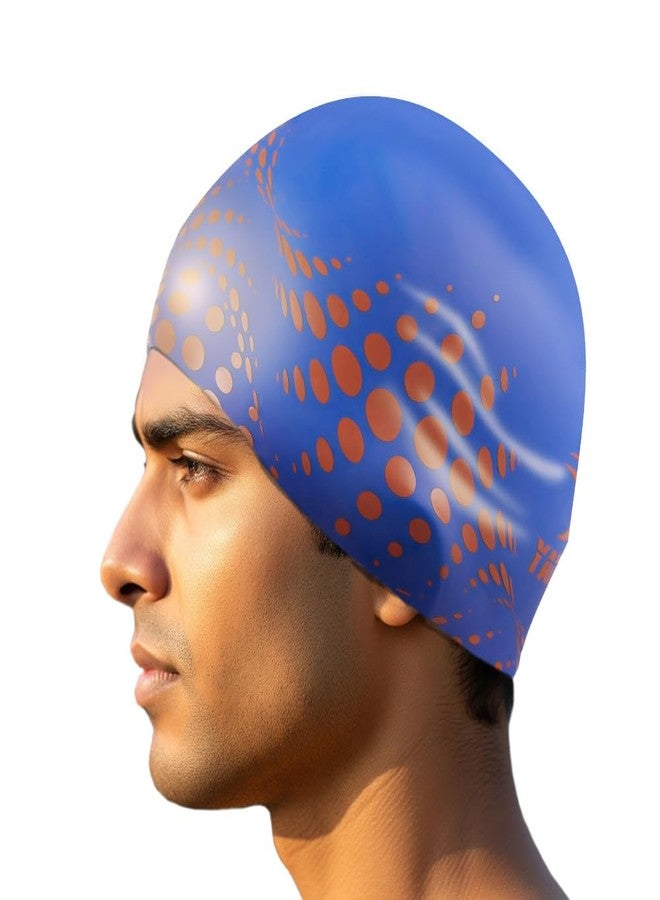 YAIT Silicone Swimming Cap for Men, Women, Kids, Unisex | Lab Tested by Experts | Ultra Soft and Stretchable | Latex-Safe, Quick-Dry, Tear-Resistant, Anti-Slip Fit | Blue & Orange Stylish Design - Image 2