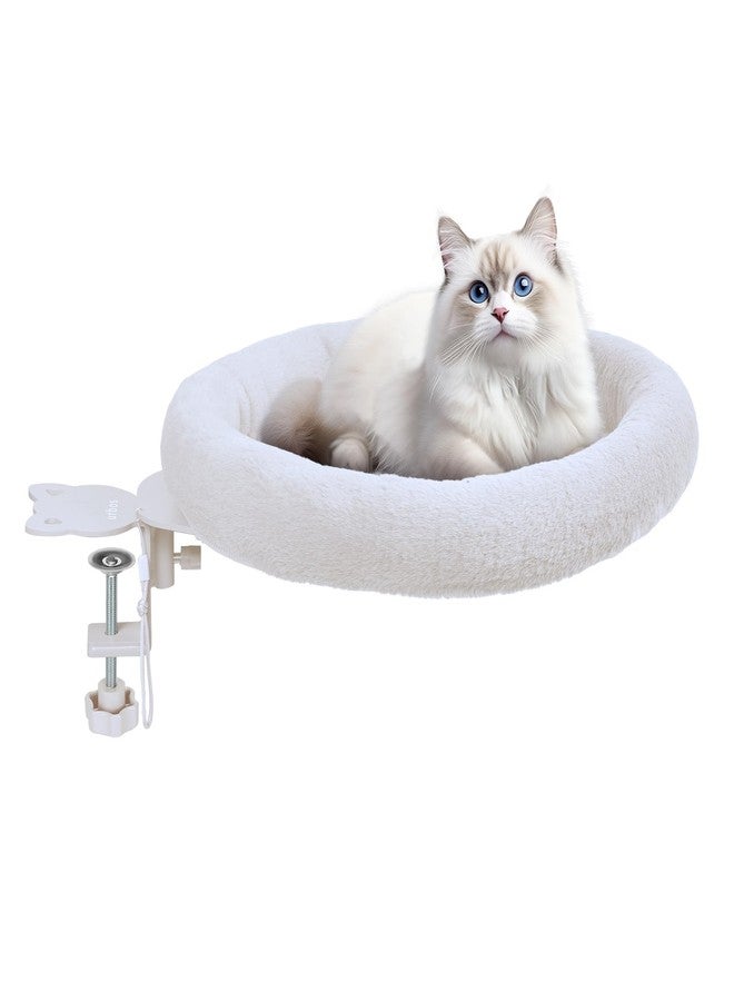 Turbosus Rotating Cat Desk Bed for Remote Workers, Home Office Staff and Gamers ，Quality Soft Cat Bed, 360° Swivel, Removable Washable Cushion, Comfortable and Easy to Assemble, Supports up 40 lbs(White) - Image 2
