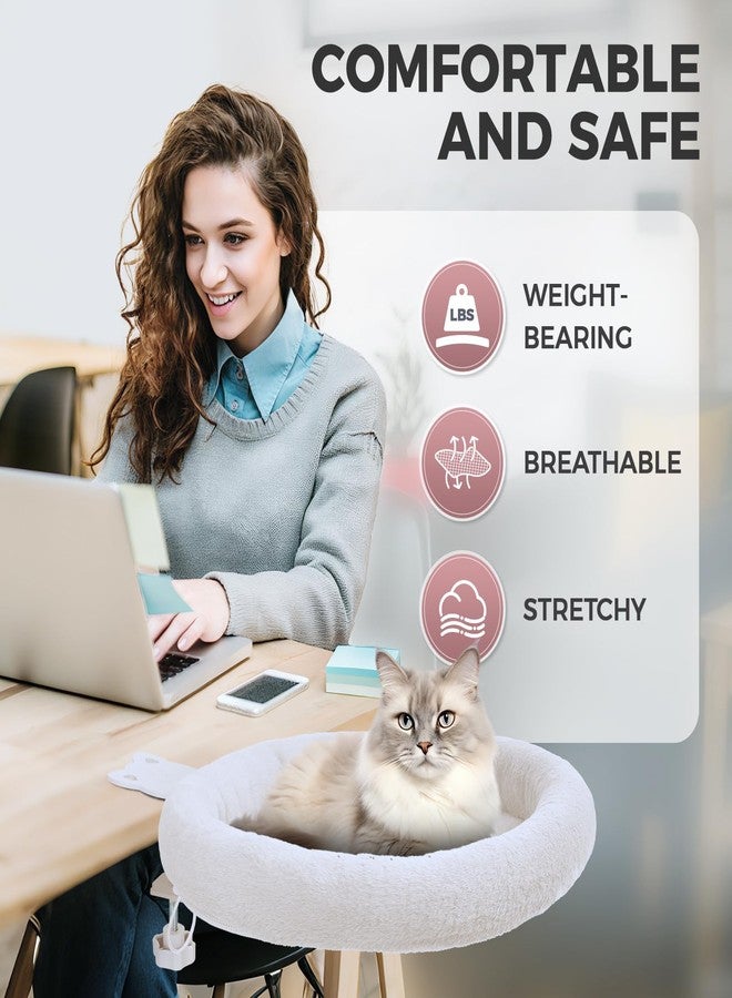 Turbosus Rotating Cat Desk Bed for Remote Workers, Home Office Staff and Gamers ，Quality Soft Cat Bed, 360° Swivel, Removable Washable Cushion, Comfortable and Easy to Assemble, Supports up 40 lbs(White) - Image 4
