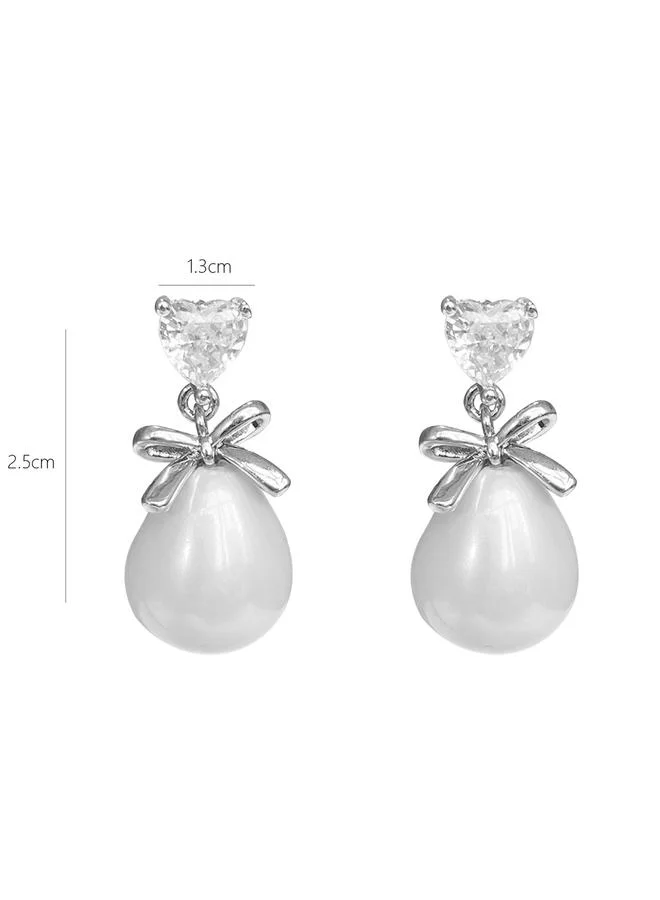 Take Two Gold Take Two Gold Faux Pearl Bow Drop Earrings for Women | Best Price UAE