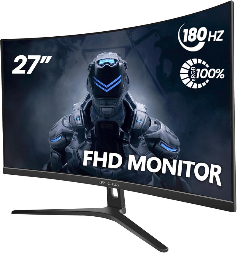 CRUA 27" inch FHD 180Hz Gaming Monitor Curved 1800R Display Screen 1080P(1920x1080) Fast 1ms(GTG) 100% sRGB FreeSync Suitable for e-sports games, home use, and office use - Image 1