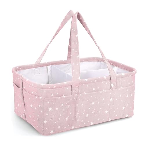 Handcuffs Cute Diaper Caddy Baby Products Bag For Smart Mothers Baby Diaper Caddy Organizers Baby Wipes Felt Storage, Nursery, Foldable And Portable (Pink) - Image 1