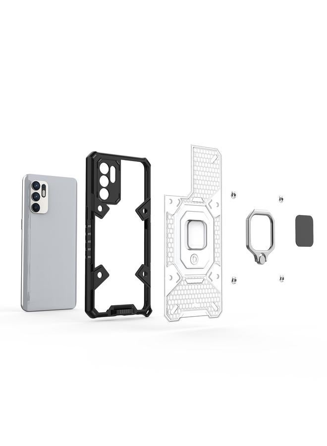 اس-توب جراب لهاتف OPPO Reno6 4G إصدار عالمي من Space PC + جراب واقٍ بحلقة من مادة TPU - Image 4