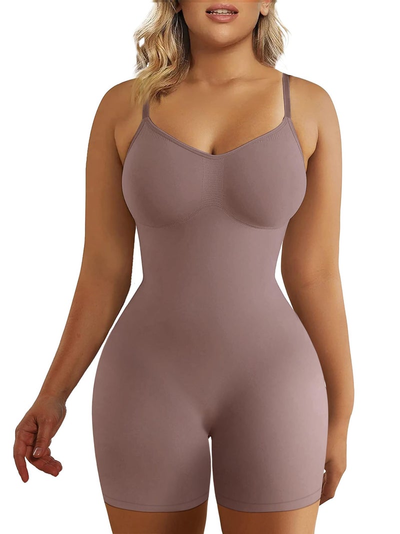 SHAPERX Shapewear for Women Tummy Control Bodysuit Mid Thigh Butt Lifter Body Shaper Shorts,SZ5218-Umber-XXS/XS - Image 1