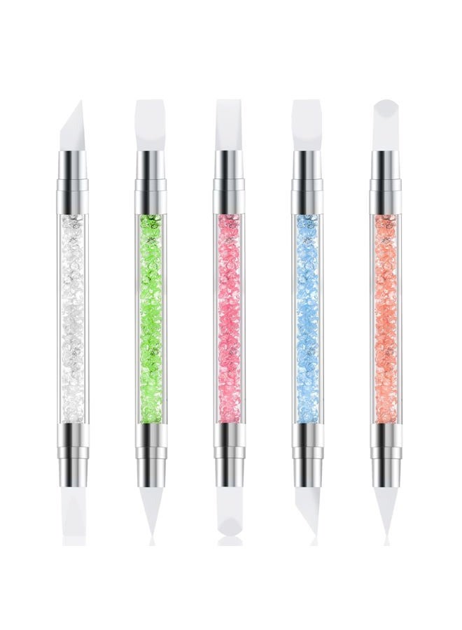 Sliverdew 5Pcs Nail Art Sculpture Pen Dual Tipped Silicone Nail Tools Nail Art Acrylic Pen Silicone Brushes for Resin Nail Art Tools for Design Nail Foil Carving Drawing Effect Shaping Drawing - Image 1