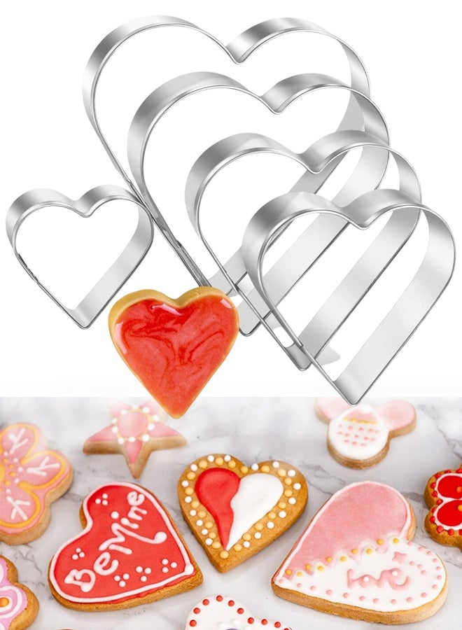 5 Pcs Heart Shaped Stainless Steel Cookie Cutters Set, Biscuit Mold Sandwich Cutter for Baking, Ideal for Valentine's Day Fondant Pastry Holiday Birthday Parties - Image 1