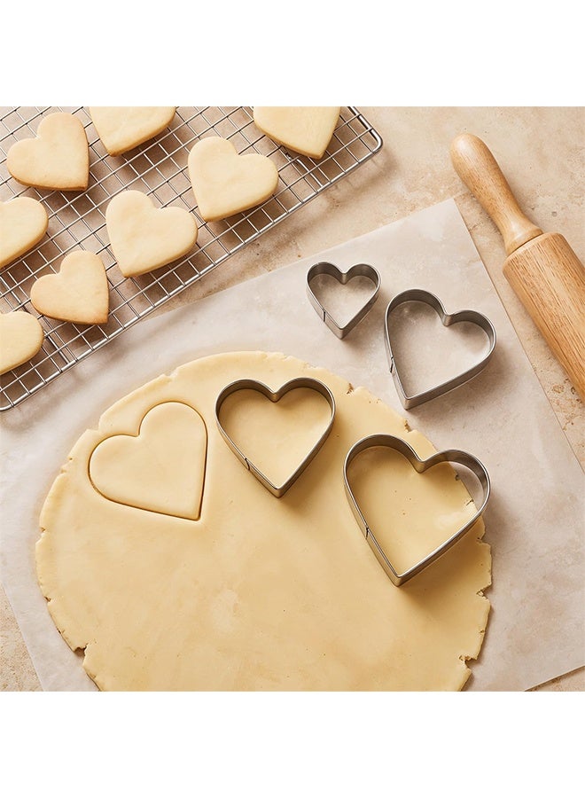 5 Pcs Heart Shaped Stainless Steel Cookie Cutters Set, Biscuit Mold Sandwich Cutter for Baking, Ideal for Valentine's Day Fondant Pastry Holiday Birthday Parties - Image 3