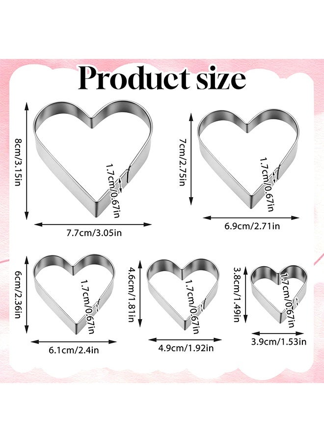 5 Pcs Heart Shaped Stainless Steel Cookie Cutters Set, Biscuit Mold Sandwich Cutter for Baking, Ideal for Valentine's Day Fondant Pastry Holiday Birthday Parties - Image 2