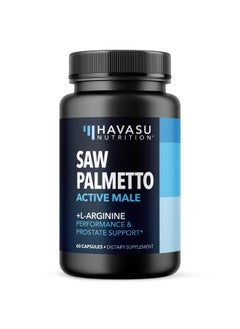 Saw Palmetto for Men with L Arginine Supplement | Hair Health & Male Health Support | L-Arginine Saw Palmetto Supplement with S7 Plant-Based Ingredients | Performance & Endurance | 60 Male Pills