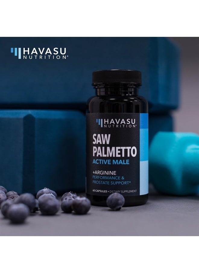 Havasu Nutrition - Saw Palmetto for Men with L Arginine Supplement | Hair Health & Male Health Support | L-Arginine Saw Palmetto Supplement with S7 Plant-Based Ingredients | Performance & Endurance | 60 Male Pills - Image 1