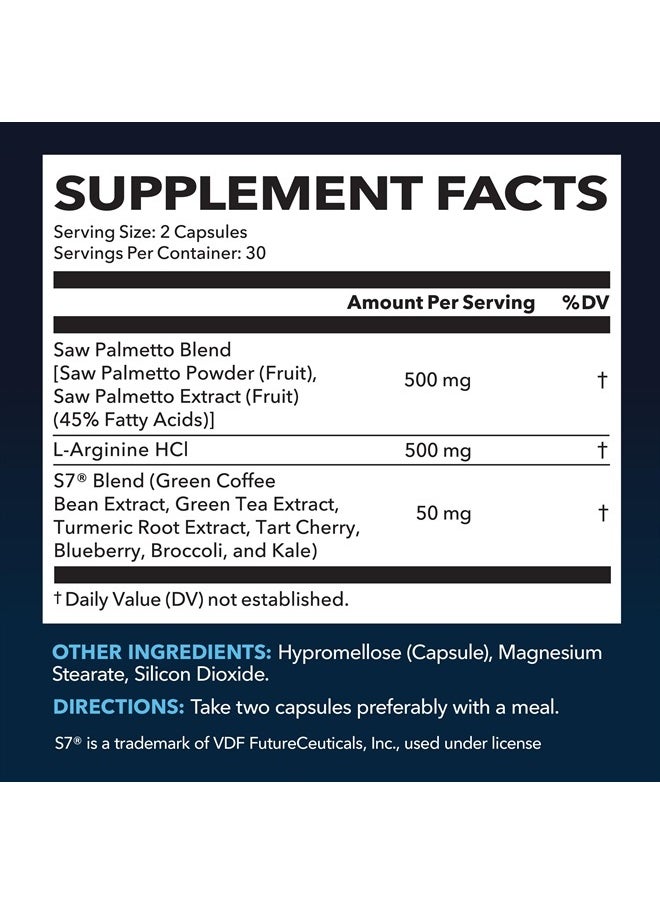 Havasu Nutrition - Saw Palmetto for Men with L Arginine Supplement | Hair Health & Male Health Support | L-Arginine Saw Palmetto Supplement with S7 Plant-Based Ingredients | Performance & Endurance | 60 Male Pills - Image 1
