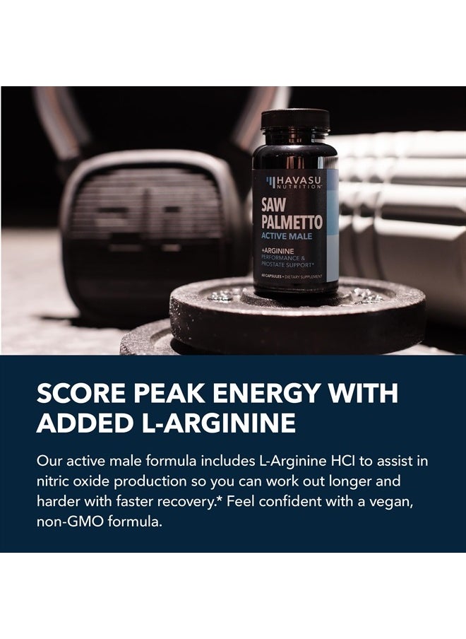 Havasu Nutrition - Saw Palmetto for Men with L Arginine Supplement | Hair Health & Male Health Support | L-Arginine Saw Palmetto Supplement with S7 Plant-Based Ingredients | Performance & Endurance | 60 Male Pills - Image 1