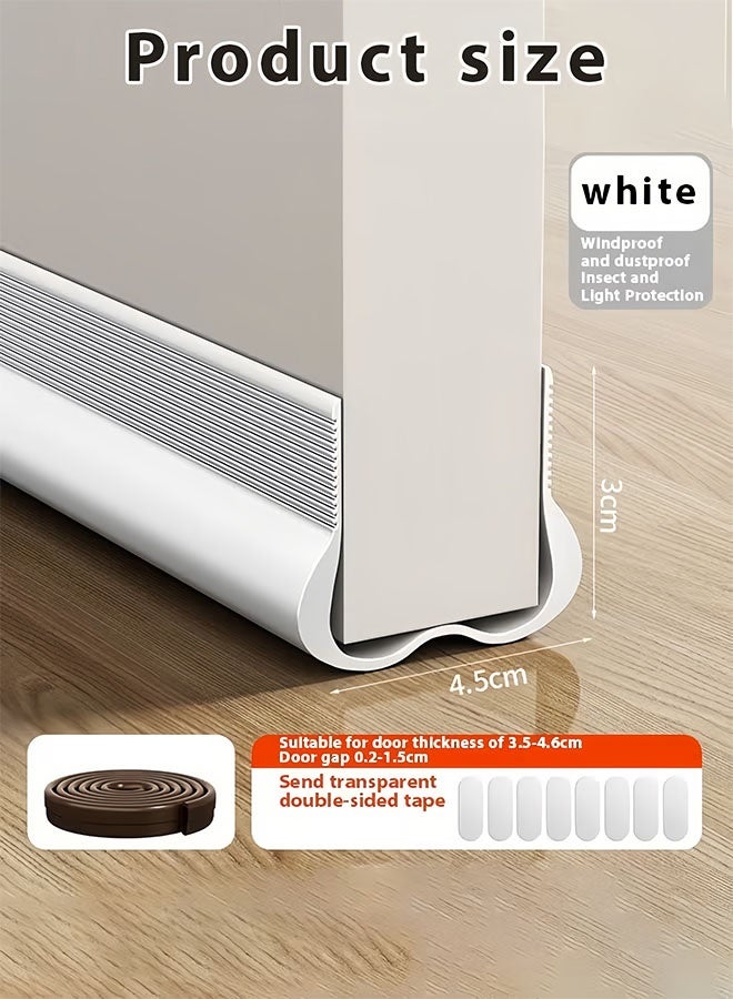 MLADEN 190CM Door Draft Stopper Weather Stripping Door Seal PVC Seal Strip Cuttable Soundproof Door Seal Door Bottom Sealing Strips Suitable for Exterior and Interior Doors, Dustproof, Soundproof, Weatherproof Strip (White) - Image 2