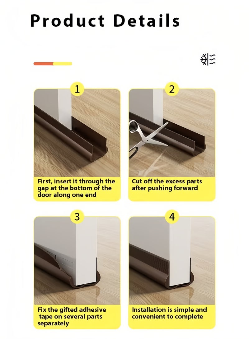 MLADEN 190CM Door Draft Stopper Weather Stripping Door Seal PVC Seal Strip Cuttable Soundproof Door Seal Door Bottom Sealing Strips Suitable for Exterior and Interior Doors, Dustproof, Soundproof, Weatherproof Strip (White) - Image 4