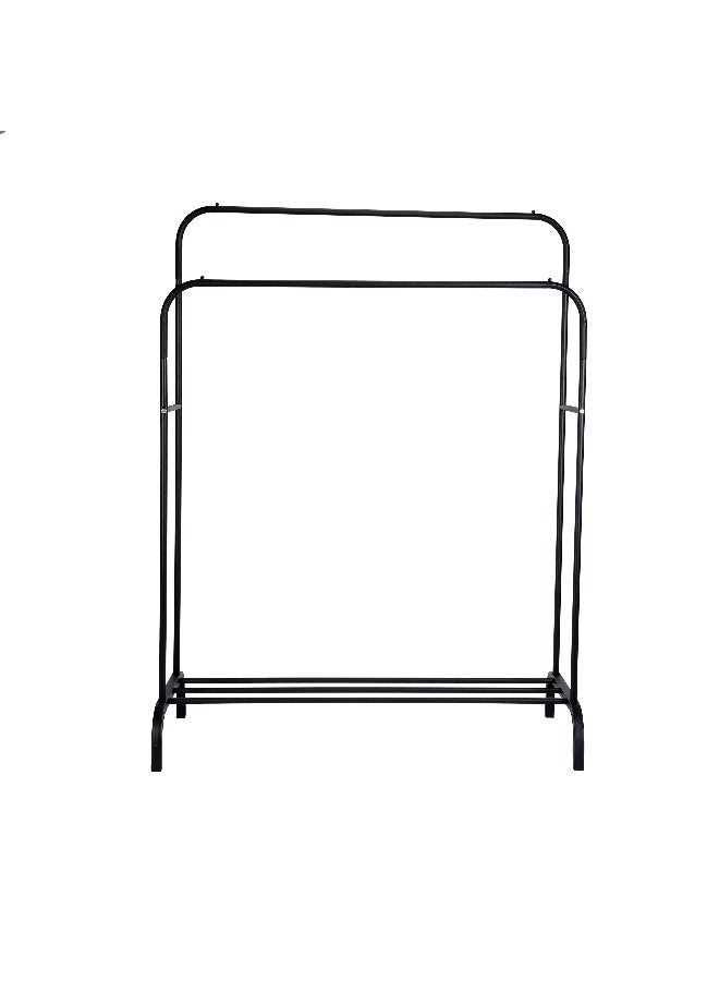 Royalford Cloth Hanger with Shoe Rack- RF12424/ with Layer, Large Storage Cloth Rail/ Powder Coated Iron Construction, Perfect for Hanging Clothes, Coats, Skirts, Shirts, Sweaters, Organizing Shoes, Heels, Boxes, etc./ Black Black - Image 1