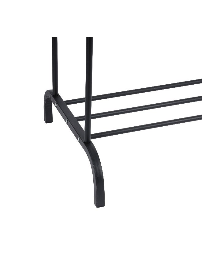 Royalford Cloth Hanger with Shoe Rack- RF12424/ with Layer, Large Storage Cloth Rail/ Powder Coated Iron Construction, Perfect for Hanging Clothes, Coats, Skirts, Shirts, Sweaters, Organizing Shoes, Heels, Boxes, etc./ Black Black - Image 3