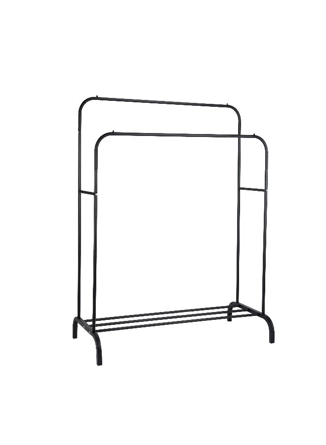 Royalford Cloth Hanger with Shoe Rack- RF12424/ with Layer, Large Storage Cloth Rail/ Powder Coated Iron Construction, Perfect for Hanging Clothes, Coats, Skirts, Shirts, Sweaters, Organizing Shoes, Heels, Boxes, etc./ Black Black - Image 2