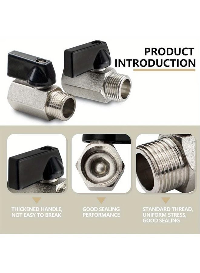 5Pcs 14 BSP Female Male Nickel Plated Brass Mini Ball Valve Shut Off Valves - Image 5