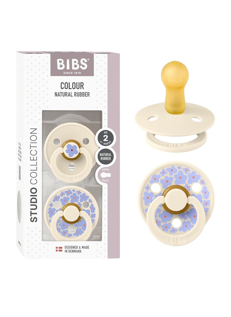 BIBS BIBS Pacifier Studio Colour Natural Latex Round Nipple Size 2 (6-18 months) PACK of 2 Jasmine Ivory Mix  - Image 1