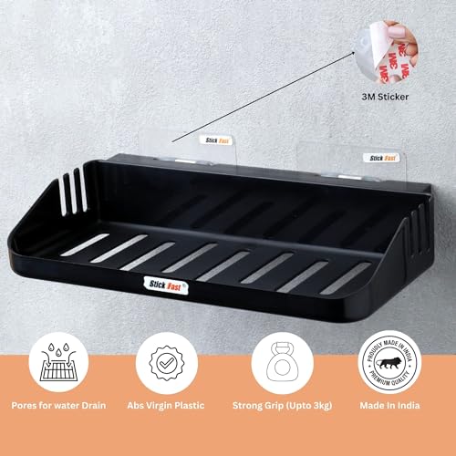 SF - Stick Fast Self-Adhesive Bathroom Shelf - Designer Tray with 3M Sticker for Wall Mount -Multipurpose Kitchen & Bathroom Storage Organizer Tray Rack (SF-Designer-Tray2) ABS - Image 3