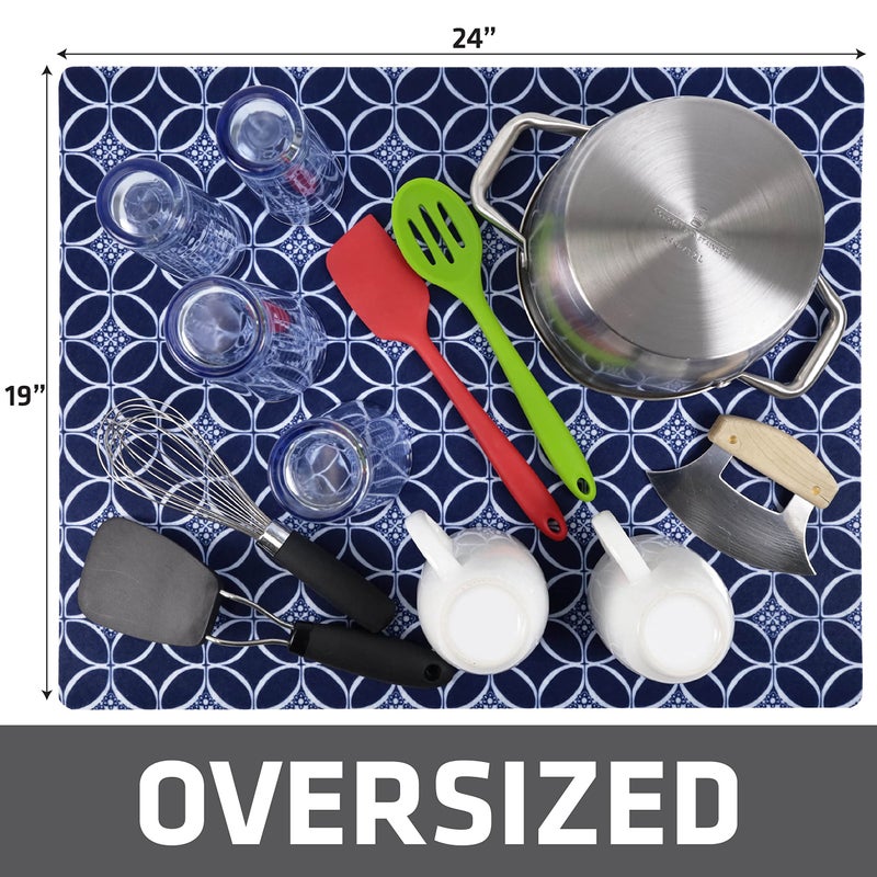 Drymate Xl Dish Drying Mat  Oversized (19 X24 )  Low-Profile  Super Absorbent  Quick Dry Fabric  Waterproof & Slip-Resistant  For Kitchen Counter  Trimmable  Easy To Clean (Usa Made)(Indigo) - Image 5