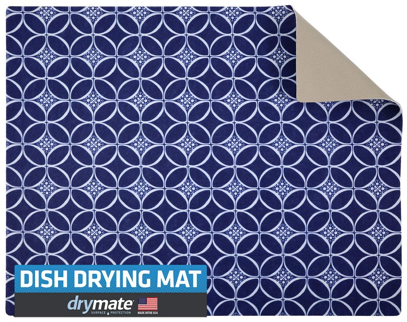 Drymate Xl Dish Drying Mat  Oversized (19 X24 )  Low-Profile  Super Absorbent  Quick Dry Fabric  Waterproof & Slip-Resistant  For Kitchen Counter  Trimmable  Easy To Clean (Usa Made)(Indigo) - Image 1